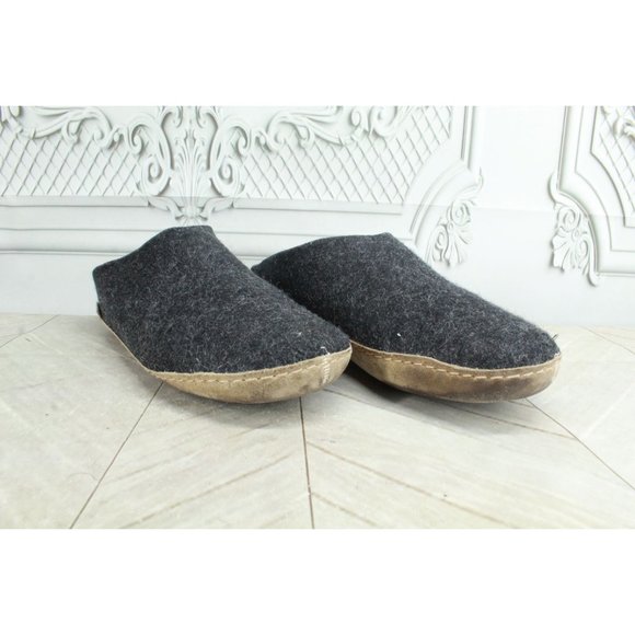 Glerups Charcoal Wool Indoor Leather Sole Slippers Shoe Size 8 - Picture 3 of 8